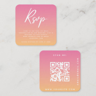 Tropischer Sommer Rosa Orange Wedding RSVP QR Code Begleitkarte