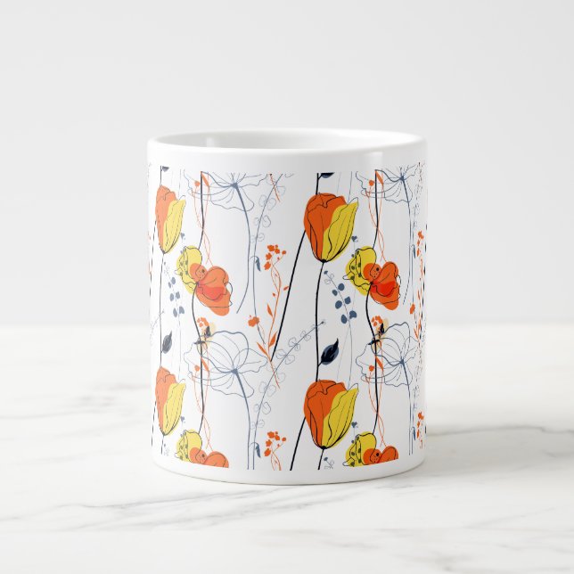 Tropischer Sommer | Schöne gelbe Blumen Design Jumbo-Tasse (Vorderseite)