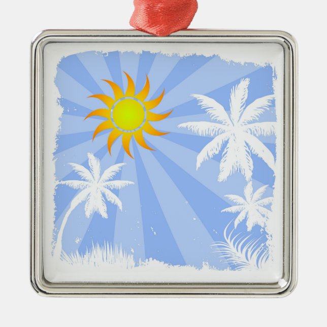 Tropischer Sommer Silbernes Ornament (Vorne)