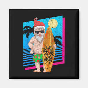 Tropischer Sommer Surfing Santa Claus Lustiges Wei Magnet