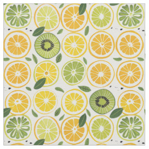 Tropischer Sommer-Zitrus-Kiwi-Baumwollstoff Stoff