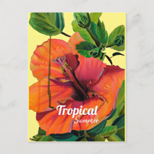 Tropischer Sommerorange-Hibiskus Postkarte