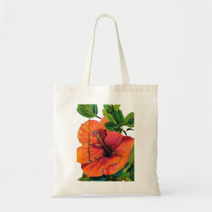 Tropischer Sommerorange-Hibiskus Tragetasche