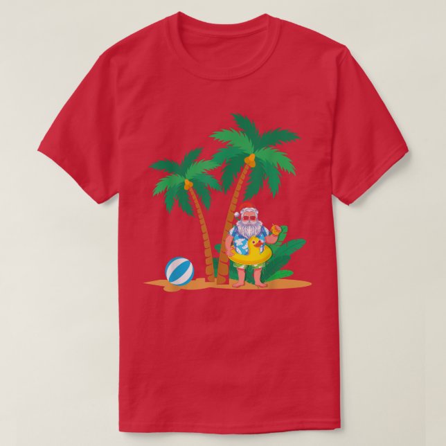 Tropischer Sommerurlaub Funny Santa Claus Christm T-Shirt (Design vorne)