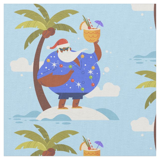 Tropischer Sommerurlaub schwarzer Santa Stoff (Nahaufnahme)