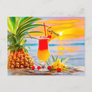 Tropischer Sonnenaufgang - Cocktail bei Sonnenunte Feiertagspostkarte