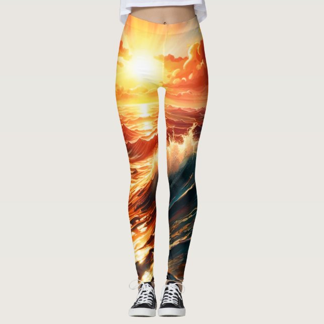 Tropischer Sonnenaufgang Leggings (Vorderseite)
