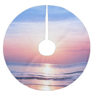 Tropischer Sonnenaufgang: Meer, Himmel, Ruhe Polyester Weihnachtsbaumdecke