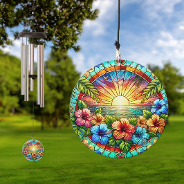 Tropischer Sonnenschein und Hibiskus im Glass Windspiel