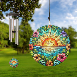 Tropischer Sonnenschein und Hibiskus im Glass Windspiel