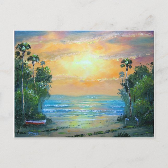 Tropischer Sonnenstrand Postkarte (Vorderseite)