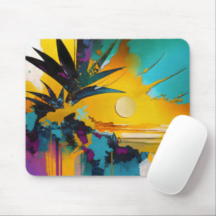 Tropischer Sonnenuntergang – Abstrakte Küstenkunst Mousepad