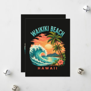 Tropischer Sonnenuntergang am Waikiki-Strand Hawai Feiertagskarte