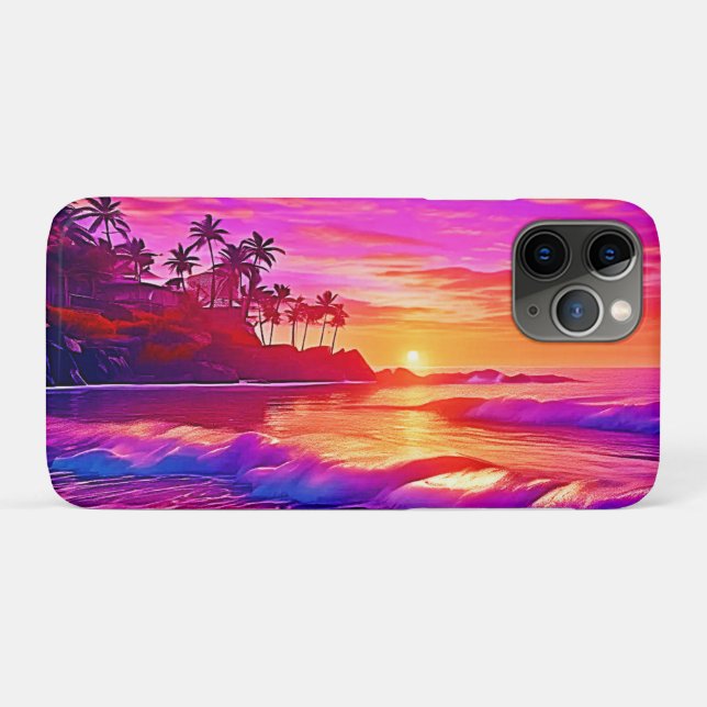 Tropischer Sonnenuntergang: Beach Glow Art Case-Mate iPhone Hülle (Rückseite (Horizontal))