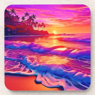Tropischer Sonnenuntergang: Beach Glow Art Getränkeuntersetzer