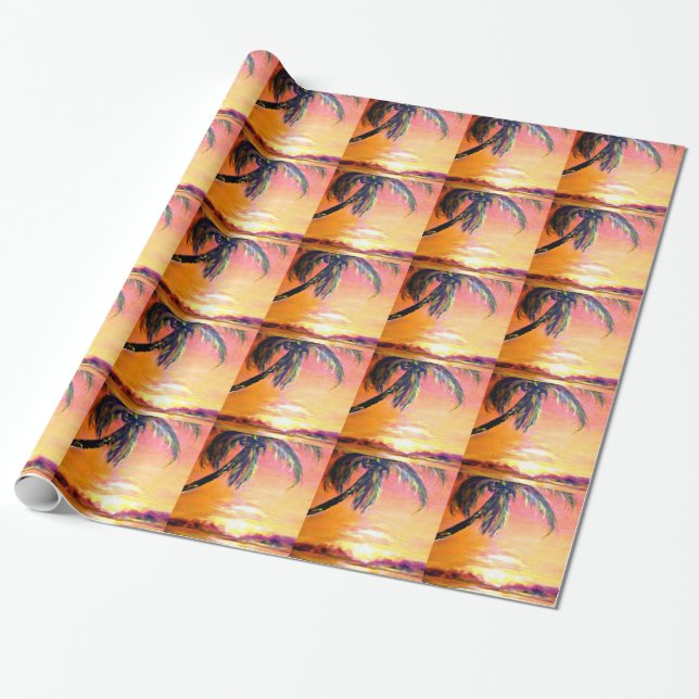 Tropischer Sonnenuntergang Geschenkpapier (Ungerollt)
