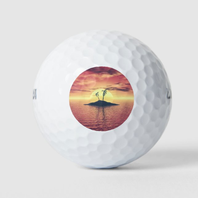Tropischer Sonnenuntergang Golfball (Vorderseite)