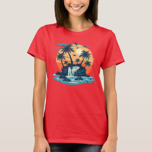 Tropischer Sonnenuntergang Grafik-T - Shirt