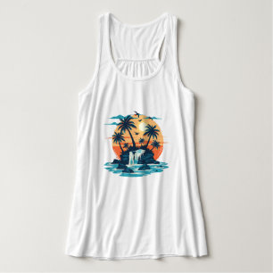 Tropischer Sonnenuntergang Grafik-T - Shirt