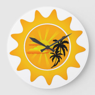 Tropischer Sonnenuntergang Große Wanduhr
