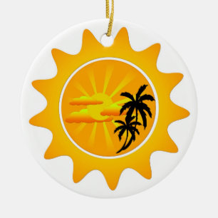 Tropischer Sonnenuntergang Keramik Ornament