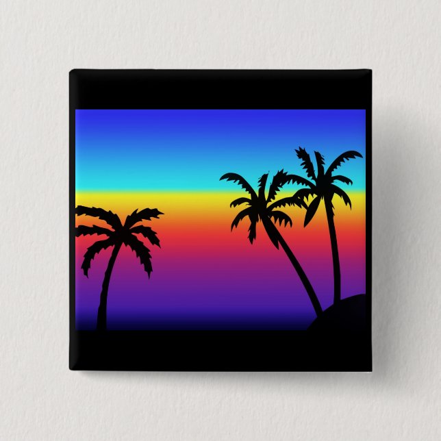 Tropischer Sonnenuntergang-Knopf Button (Vorderseite)