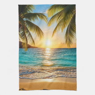 Tropischer Sonnenuntergang Luxus Cozy Geschirrtuch
