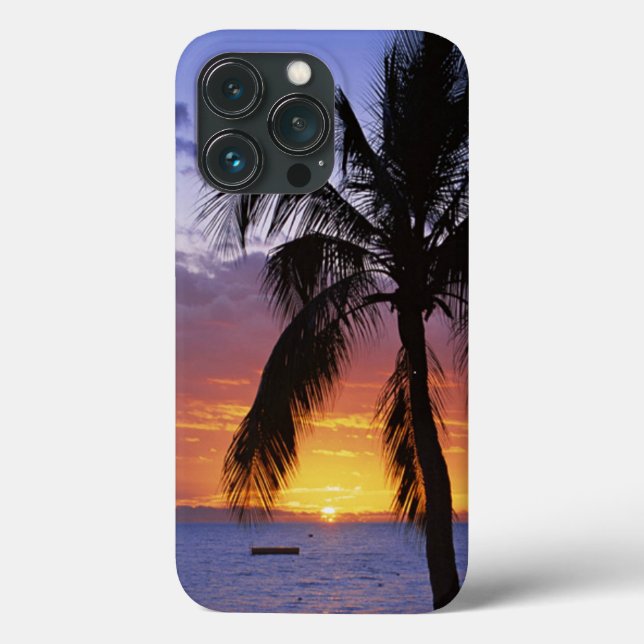 Tropischer Sonnenuntergang mit Palm Tree Case-Mate iPhone Hülle (Rückseite)