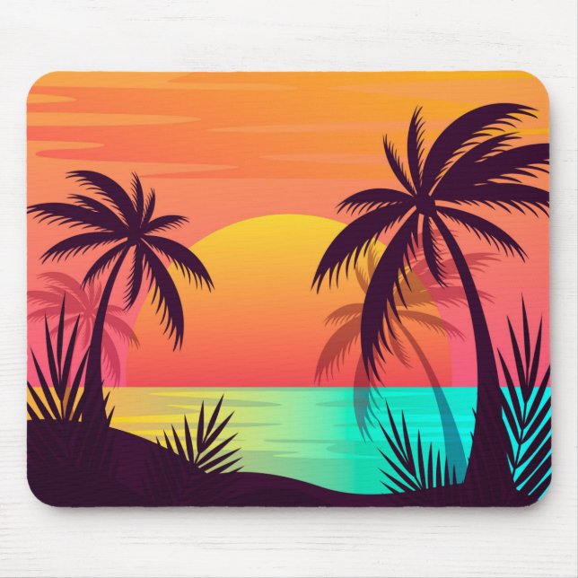 Tropischer Sonnenuntergang Mousepad (Vorne)