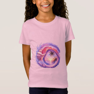 tropischer Sonnenuntergang, Muschel-Kunst, Perlmut T-Shirt