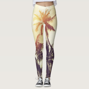 Tropischer Sonnenuntergang: Palme Silhouette Vinta Leggings