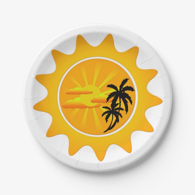 Tropischer Sonnenuntergang Pappteller (Vorderseite)