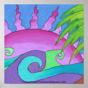 "Tropischer Sonnenuntergang-" Plakat