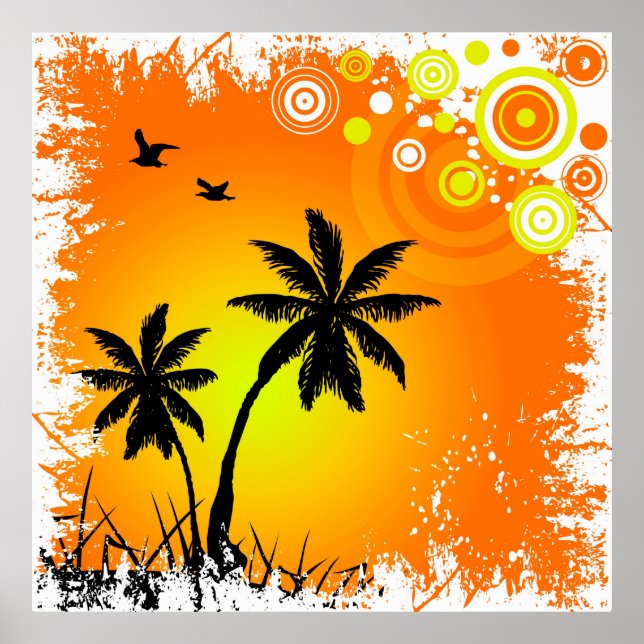 Tropischer Sonnenuntergang Poster (Vorne)