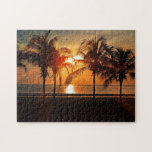 Tropischer Sonnenuntergang Puzzle<br><div class="desc">Sonnenuntergang über den Palmen</div>