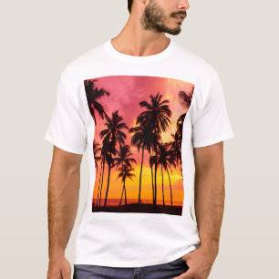 Tropischer Sonnenuntergang: Silhouette in Palm. T-Shirt