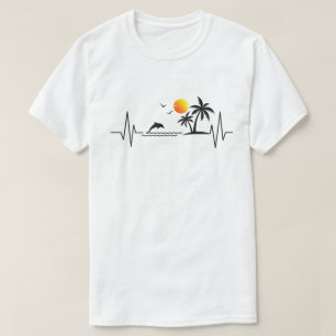Tropischer Sonnenuntergang - Strand Leben Herzsch T-Shirt