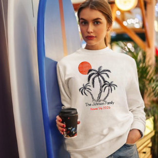 Tropischer Sonnenuntergang Strand Palme Familienur Sweatshirt