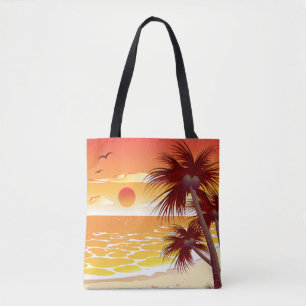 Tropischer Sonnenuntergang Strand Palmen Insel