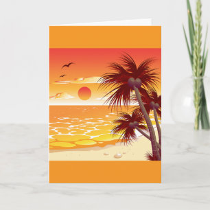 Tropischer Sonnenuntergang Strand Palmen Insel Karte