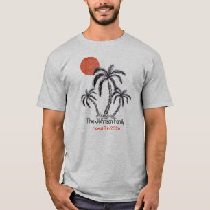 Tropischer Sonnenuntergang Strand Palmenbaum Famil T-Shirt