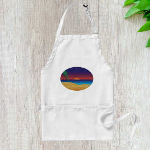 Tropischer Sonnenuntergang Strand Palmenblätter Oz Schürze