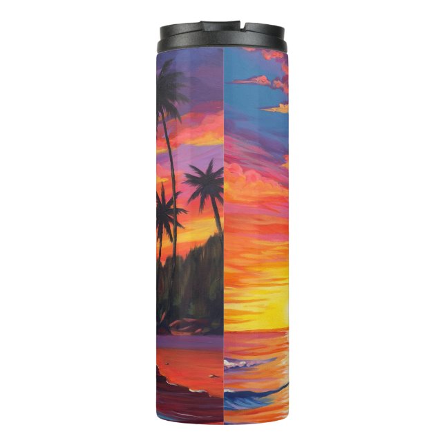 Tropischer Sonnenuntergangs-Thermalbecher Thermosbecher (Rückseite)