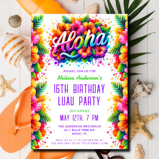 Tropischer Spaß Aloha Birthday Luau Party Einladung