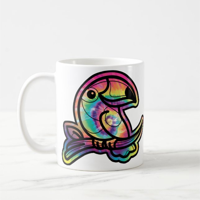 Tropischer Splendor: Toucan Bird in Gefärbte Krawa Kaffeetasse (Links)
