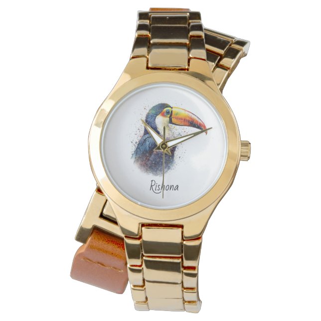 Tropischer Splendor Toucan, kundenspezifisch Armbanduhr (Vorderseite)