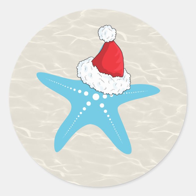 Tropischer Starfish Weihnachtssticker Runder Aufkleber (Vorderseite)