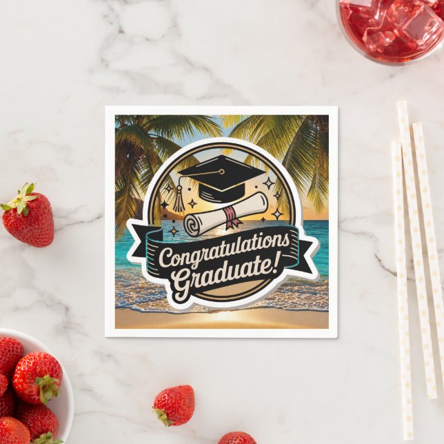 Tropischer Strand-Abschluss-Gratulation  Serviette (Beispiel)