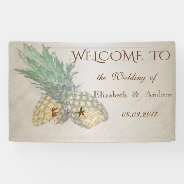 Tropischer Strand, Ananas-Hochzeitsbanner Banner (Horizontal)
