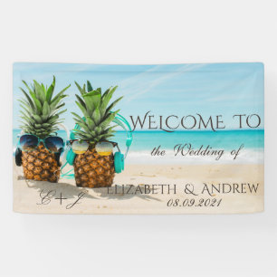 Tropischer Strand, Ananas Hochzeitsbanner Banner